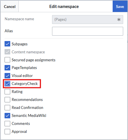 Activating the category check