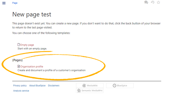 Selecting a page template