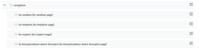 View of the standard links system messages in edit mode