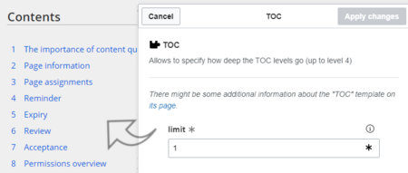 Template data dialog example