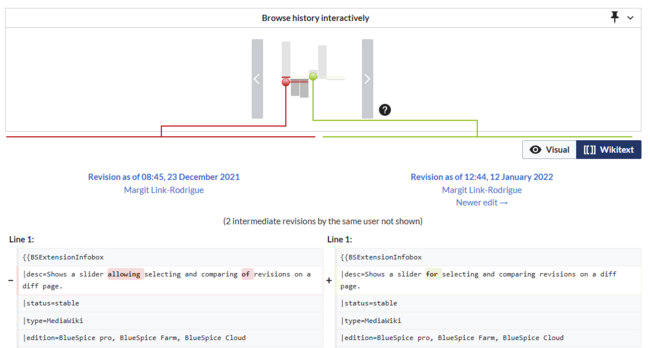 view of the open revision slider