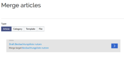 Selection of the page to be merged