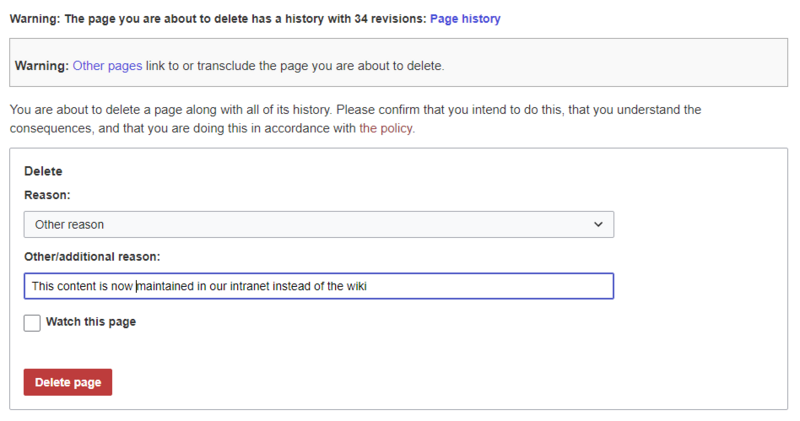 Deleting a page