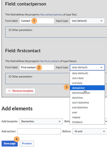 fileds contactperson and firstcontact with save button