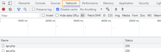Screenshot of Network panel selection