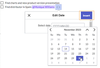 Date inspector with Insert-button