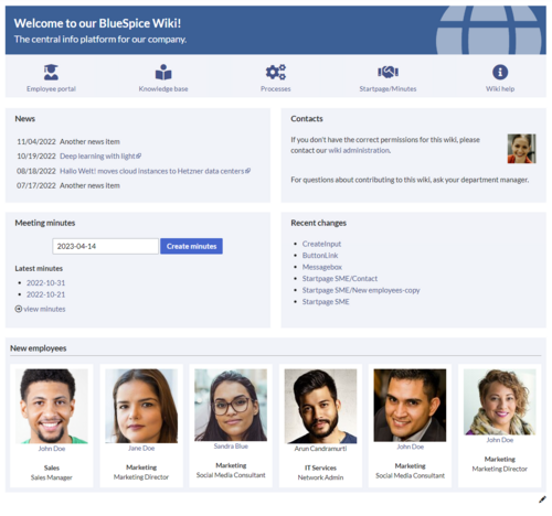 Screenshot of the "Startpage SME"