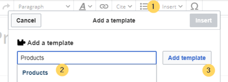 add the Products template to a page