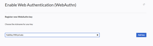 Form to provide a nickname for the key