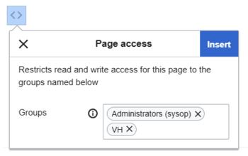 open page access dialog field in visual editing mode