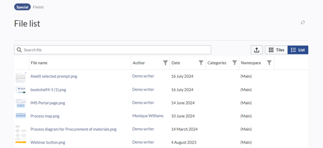file lis as "List" layout