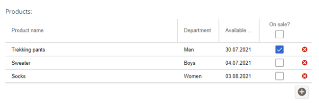 entering grid-data for a single form field