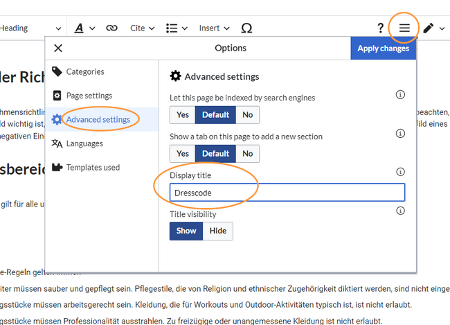 Setting the display title